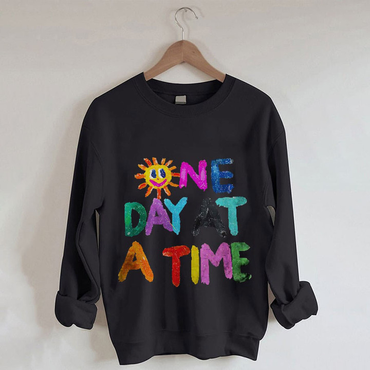 🇺🇸Women's Multicolor One Day At A Time Print Sweatshirt
