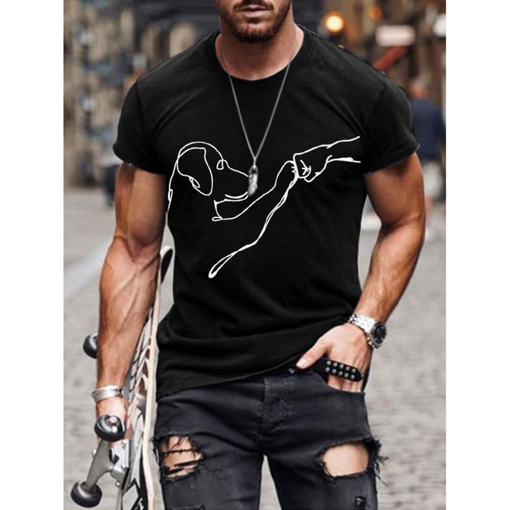 🐾 Dog High Five Print Short Sleeve T-Shirt