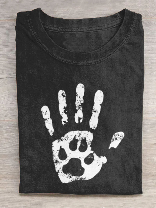 Human Handprints And Dog Footprints For Dog Lovers Art Print Design T-Shirt