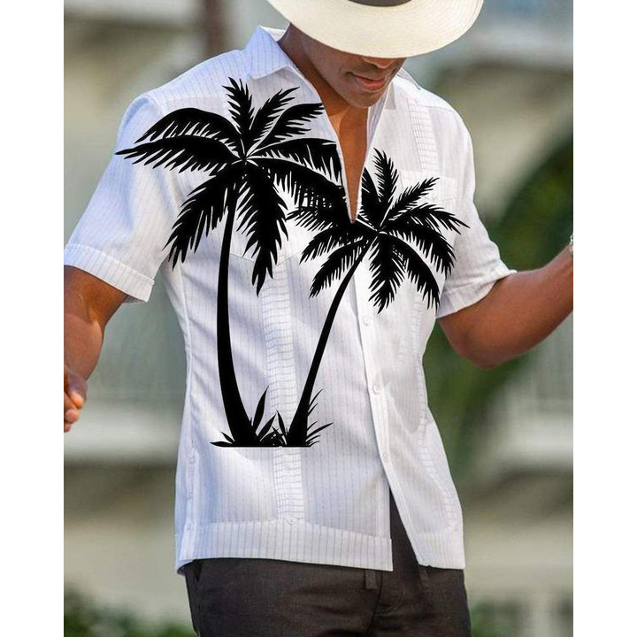 🎁 Simple Coconut Palm Print Short Sleeves