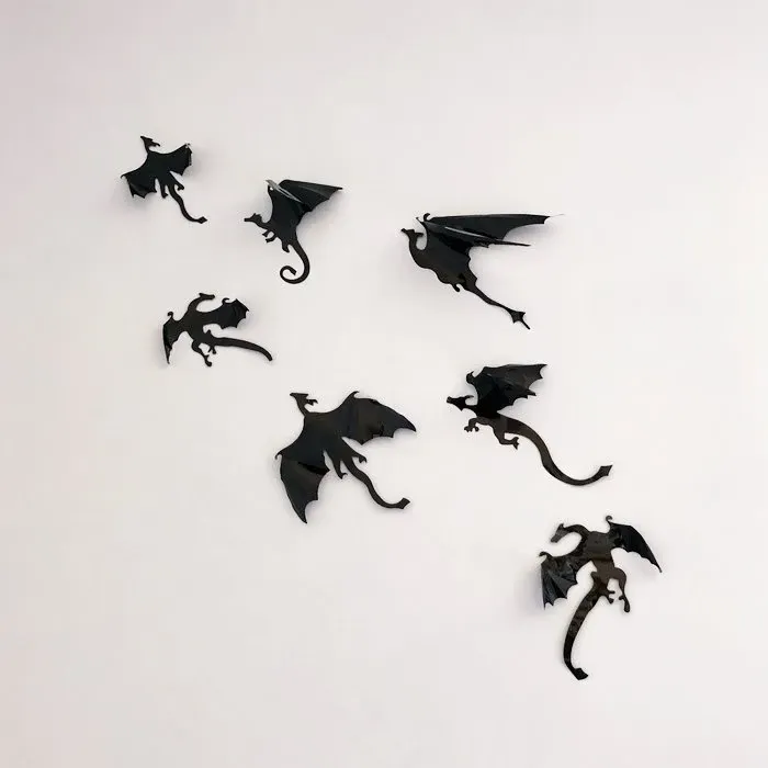 3D Black Dragon Wall Decals, 7pcs Set