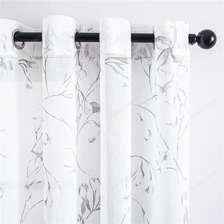 Lily Sheer Curtains for Living Room Bedroom Kitchen Window Treatment Flowers Voile Elegant Tulle Drapes Home Decoration