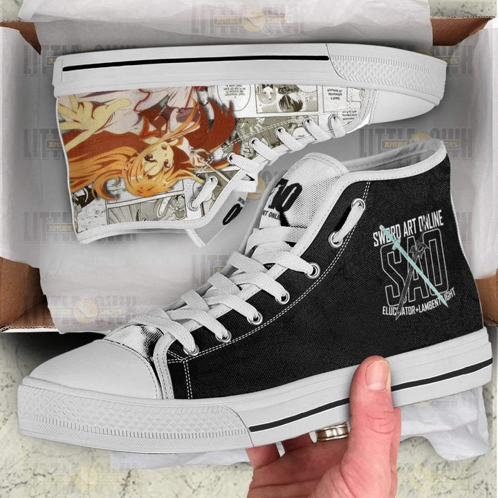 Yuuki Asuna High Top Canvas Shoes Custom Sword Art Online Anime Mixed Manga Style - LittleOwh - 3