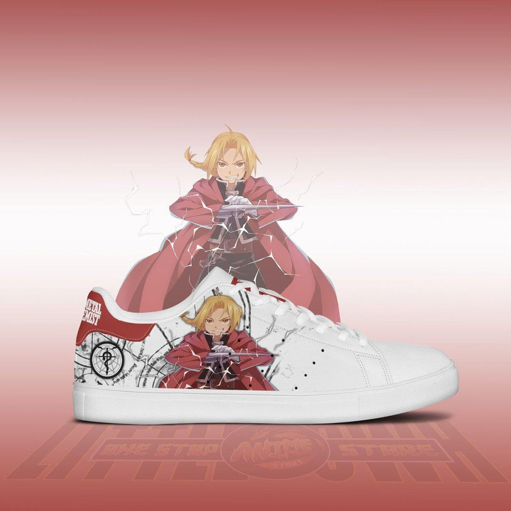 Fullmetal Alchemist Edward Elric Skateboard Shoes Custom Anime Sneakers - LittleOwh - 2