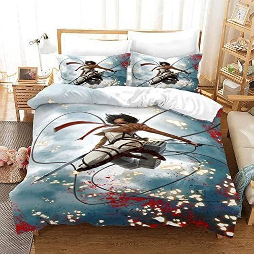 Attack On Titan Bed Set Beautiful Mikasa Anime Bedding