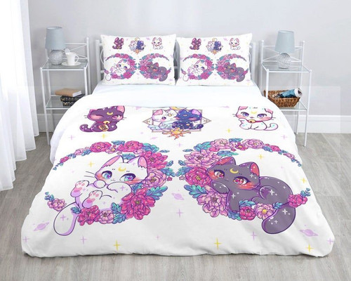 Artemis x Luna Cats Sailor Moon Bed Set Custom Anime Bedding