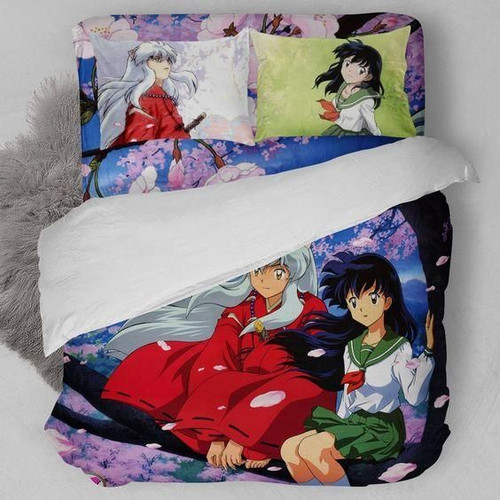 Inuyasha Bed Set Romantic Kagome And Inuyasha Anime Bedding