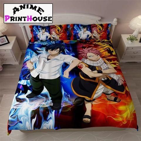 Fairy Tail Bed Set Cool Version Natsu Anime Bedding