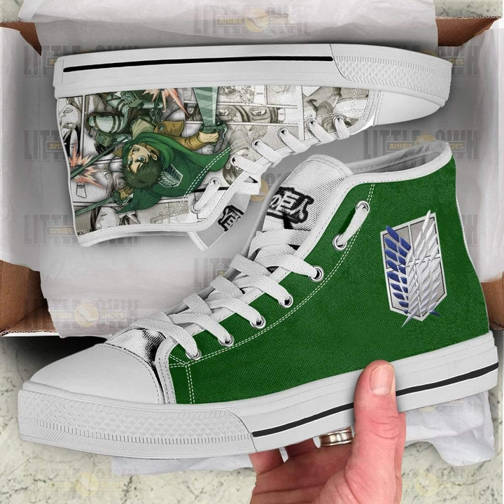 Attack on Titan Shoes Eren Yeager High Tops Custom Anime Canvas Sneakers - LittleOwh - 3