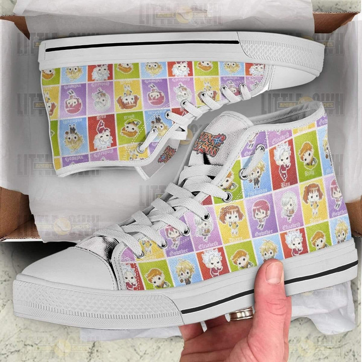 The Seven Deadly Sins High Top Canvas Shoes Custom Cute Chibi Face Style Anime Sneakers - LittleOwh - 3