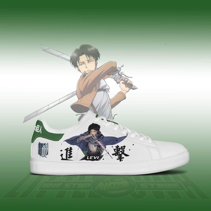Attack On Titan Shoes Levi Ackerman Skateboard Custom Anime Sneakers - LittleOwh - 2