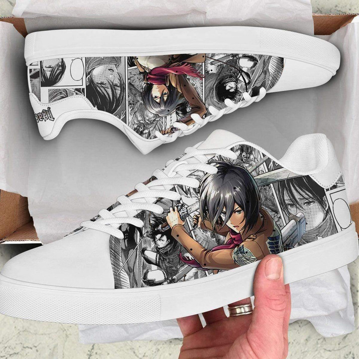 Attack on Titan Shoes AOT Mikasa Ackerman Anime Skate Custom Sneakers - LittleOwh - 2