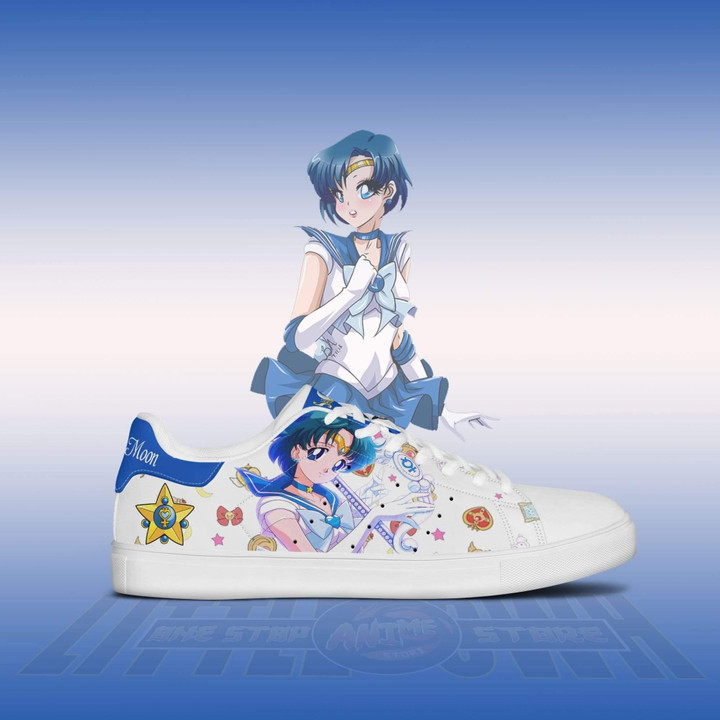 Sailor Mercury Sneakers Custom Sailor Moon Anime Shoes - LittleOwh - 2