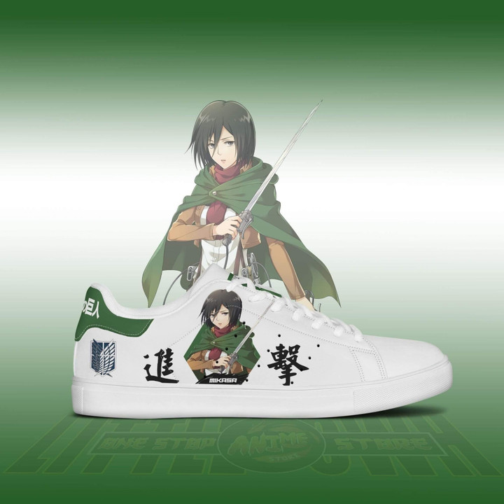Attack on Titan Shoes Mikasa Ackerman Custom Anime Skateboard Sneakers - LittleOwh - 2