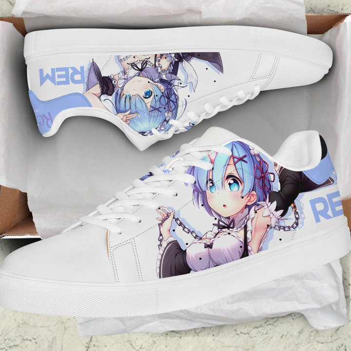 Rem Blue Skate Sneakers Custom Re:Zero Anime Shoes - LittleOwh - 2