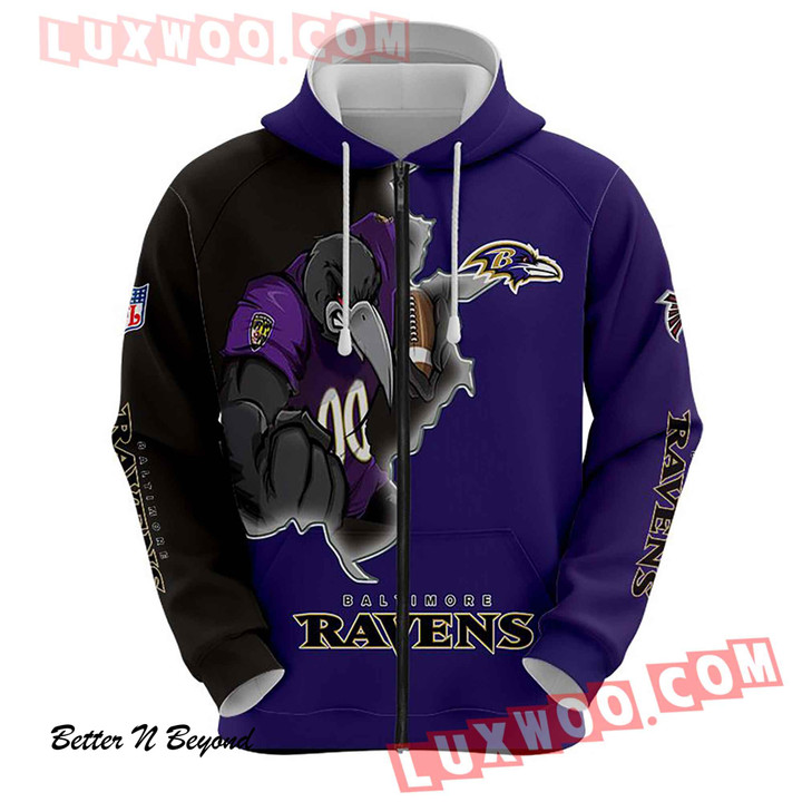 Baltimore Ravens Nfl Custom All Over Print 3d Pullover Hoodie