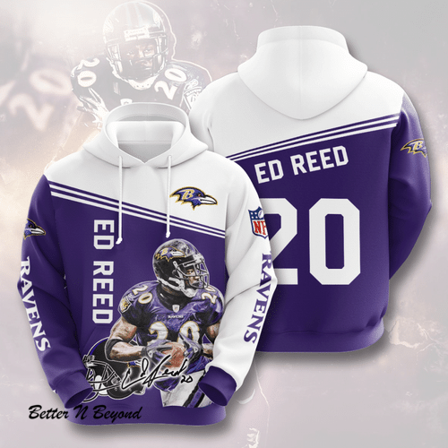 Sports Team Ed Reed Baltimore Ravens No1109 Hoodie 3D