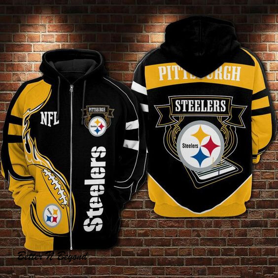 Pittsburgh Steelers Zip Up 3D Hoodie For Awesome Fans