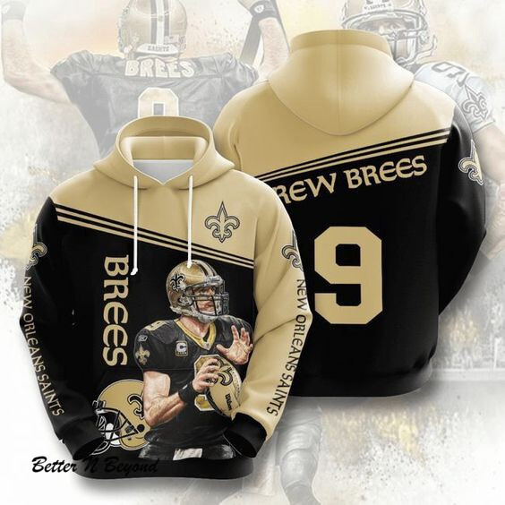 New Orleans Saints 9 Drew Brees 57 Unisex 3D Hoodie Gift For Fans