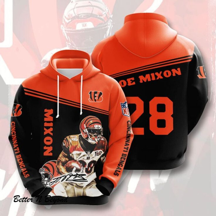 28 Joe Mixon Cincinnati Bengals 3D Hoodie N98
