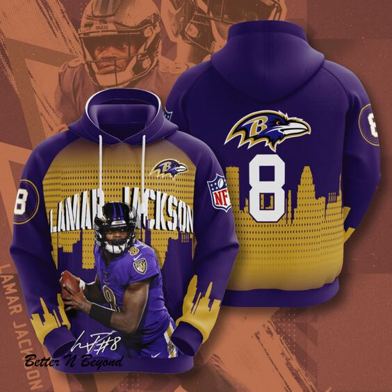 Lamar Jackson Baltimore Ravens 3D Hoodie