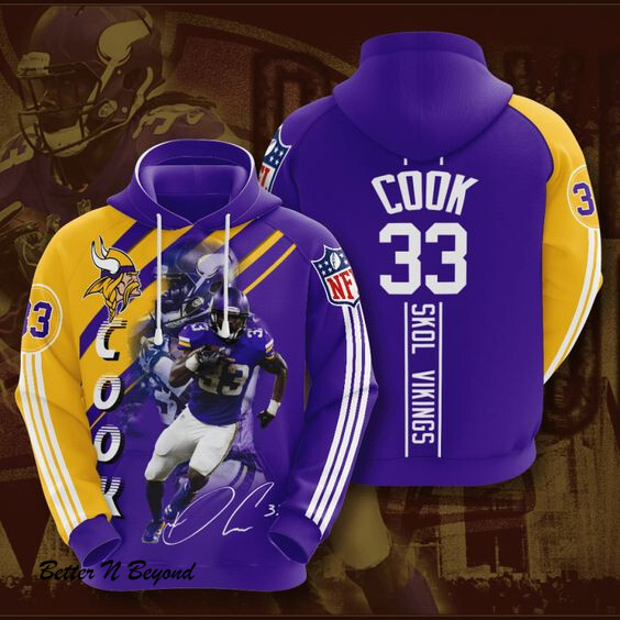 Minnesota Vikings Dalvin Cook 49 Unisex 3D Hoodie Gift For Fans