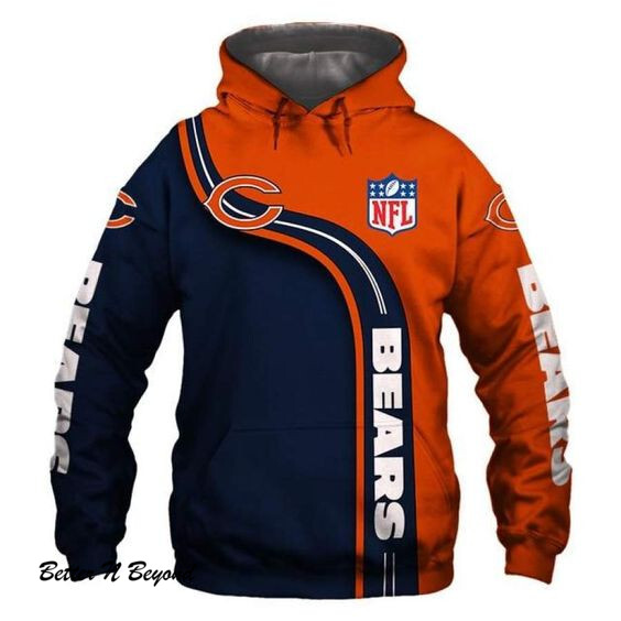 Chicago Bears Curved Stripes 3D Hoodie