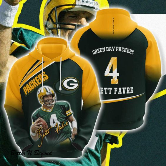 Green Bay Packers Brett Favre Hoodie 3D Style4987 All Over Printed