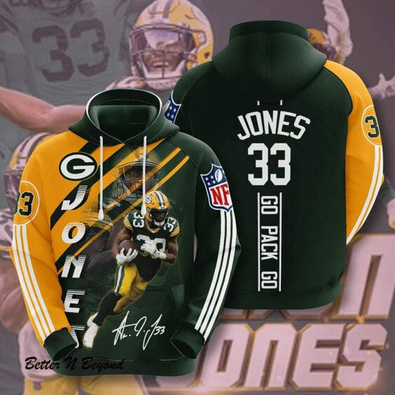 Green Bay Packers Aaron Jones Hoodie Unisex 3D All Over Print