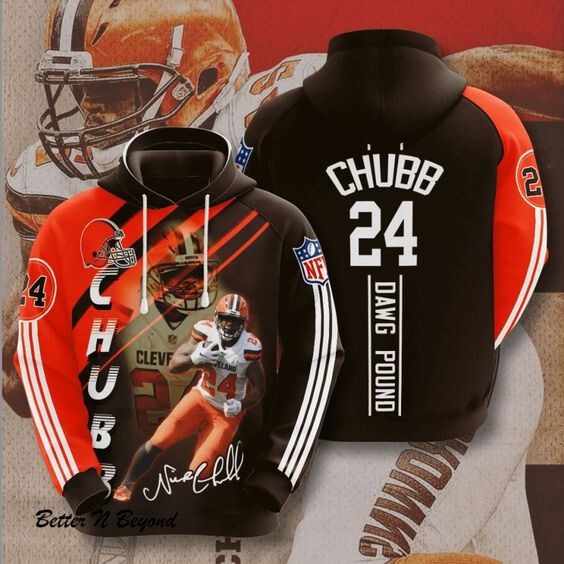 Cleveland Browns Chubb Dawg Pound 3D All Over Print Hoodie Zip Up Hoodie