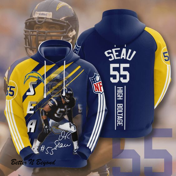 Los Angeles Chargers Junior Seau 71 Unisex 3D Hoodie Gift For Fans