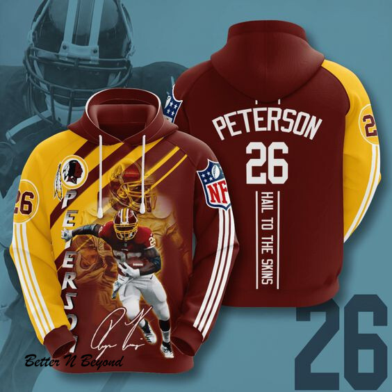 Washington Redskins Adrian Peterson 87 Unisex 3D Hoodie Gift For Fans