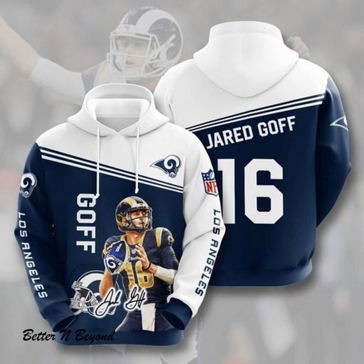 La Rams 16 Jared Goff Pullover 3D Hoodie N98