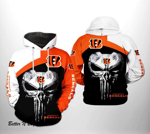 Cincinnati Bengals NFL Skull Punisher Team 3D Printed Hoodie/Zipper Hoodie
