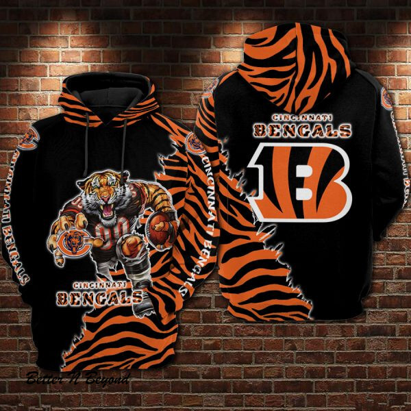 Cincinnati Bengals Nfl Football Tiger 3D Printed Hoodie/Zipper Hoodie
