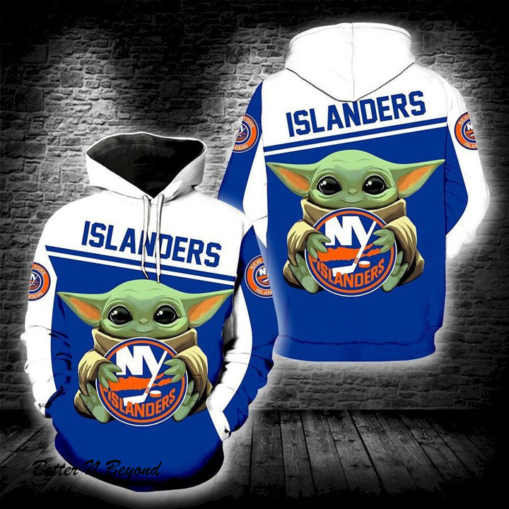 New York Islanders Baby Yoda Full Print K1362 Hoodie Zipper Men Women