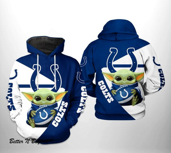 Indianapolis Colts NFL Baby Yoda Team 3D Printed Hoodie/Zipper Hoodie