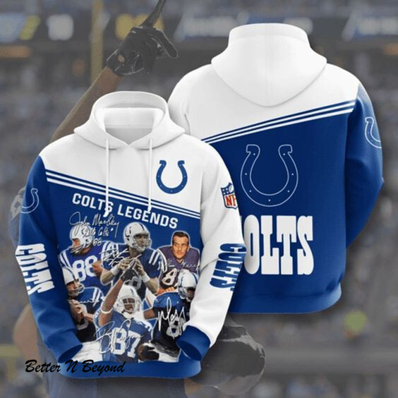 Indianapolis Colts Legends Signature 3D Hoodie Tn01 Hoodie 3D Pullover Zip Hoodie 3D