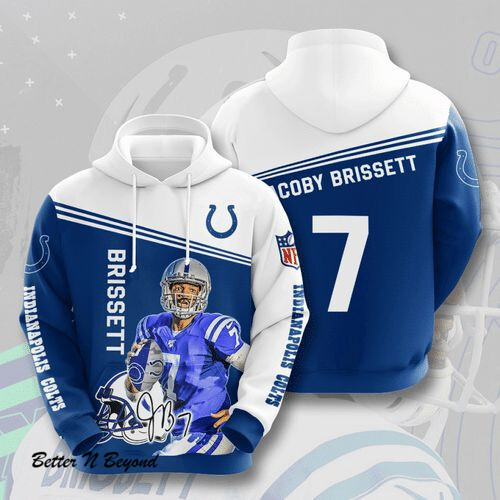 Sports Team Jacoby Brissett Indianapolis Colts No444 Hoodie 3D Hoodie 3D Pullover Zip Hoodie 3D