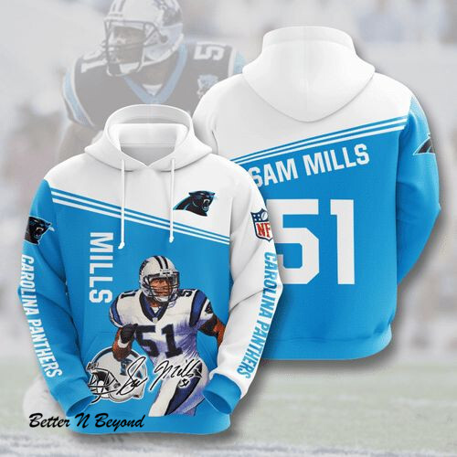 Sports Team Sam Mills Carolina Panthers No320 Hoodie 3D Jacket 3D Pullover Zip Hoodie Dqh1130
