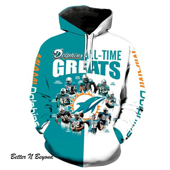 Miami Dolphins All Time Greats New Full All Over Print K1214 Hoodie Zipper - Hoodies 3D