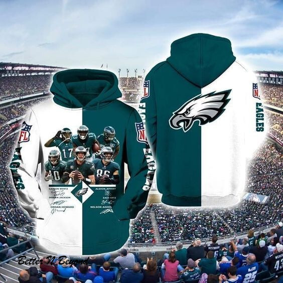 Philadelphia Eagles Players Signed Unisex 3D Zip up Hoodie Jacket T shirt