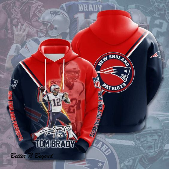 New England Patriots Tom Brady Hoodie 3D Style5034 All Over Printed
