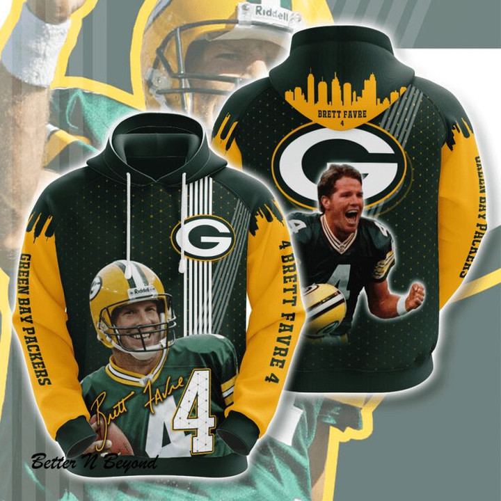 Green Bay Packers Brett Favre 3D Hoodie Sweatshirt For Fans Men Women All Over Printed - Hoodie 3D