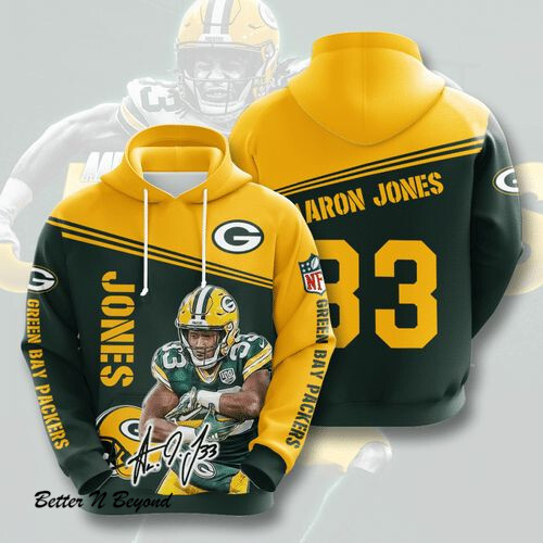 Aaron Jones Green Bay Packers Men And Women 3D Full Printing Hoodie 3D Zipper Hoodie Green Bay Packers 3D Full Printing Shirt