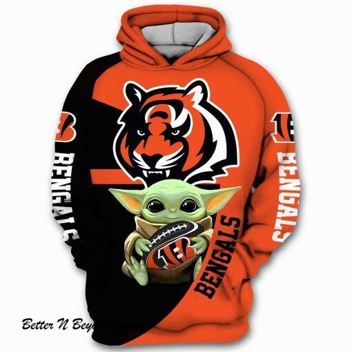 Cincinnati Bengals Ncaa Baby Yoda Star Wars 3D Hoodie Sweatshirt - Hoodies 3D
