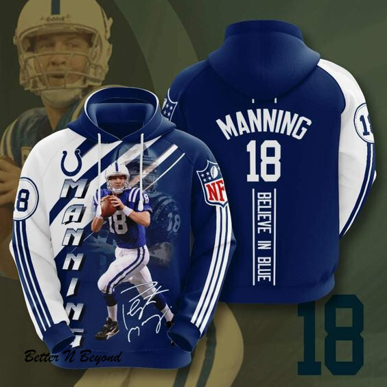 Indianapolis Colts Peyton Manning Hoodie Unisex 3D All Over Print