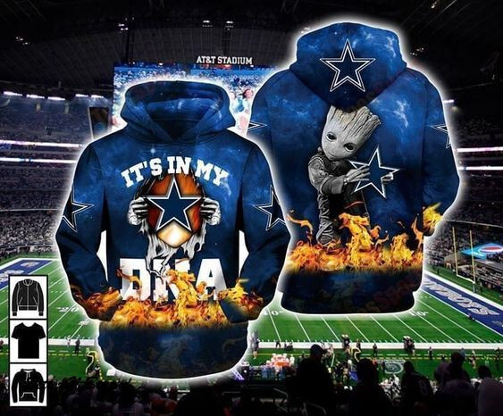 Dallas Cowboys Its My Dna Groot Custom Graphic Printed Ds0 05980 V4417 All Over Printed Hoodie 3D Zipper Hoodie