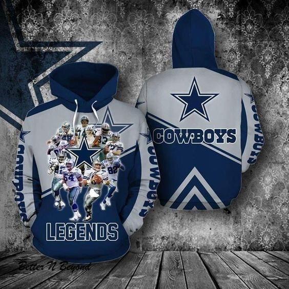 Dallas Cowboys Legends Unisex 3D Zip up Hoodie Jacket T shirt