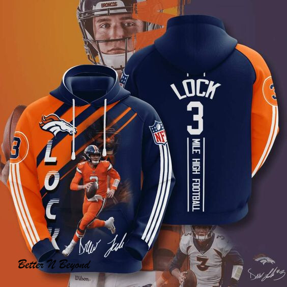 Denver Broncos Drew Lock Hoodie Unisex 3D All Over Print